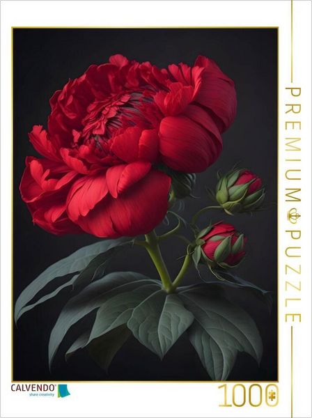 CALVENDO Puzzle Rote Phantasieblume | 1000 Teile Lege-Größe 64x48cm Foto-Puzzle für glückliche Stunden