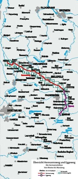 Produktbild: KOMPASS Wander-Tourenkarte Hermannsweg und Eggeweg, Die Hermannsh&ouml;hen 1:50.000