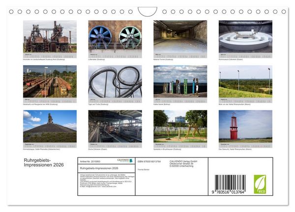 Produktbild: Ruhrgebiets-Impressionen 2026 (Wandkalender 2026 DIN A4 quer), CALVENDO Monatskalender
