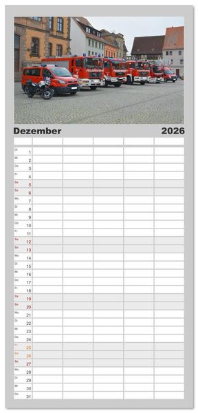 Produktbild: Familienplaner 2026 - Einsatzfahrzeuge aus Sachsen und Sachsen-Anhalt mit 5 Spalten (Wandkalender, 21 x 45 cm) CALVENDO