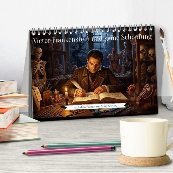 Produktbild: Victor Frankenstein und seine Sch&ouml;pfung (Tischkalender 2026 DIN A5 quer), CALVENDO Monatskalender