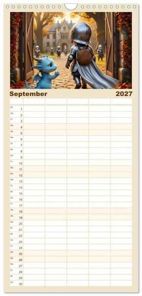 Produktbild: Familienplaner 2027 - Kleiner Ritter - Jahresreise mit 5 Spalten (Wandkalender, 21 x 45 cm) CALVENDO