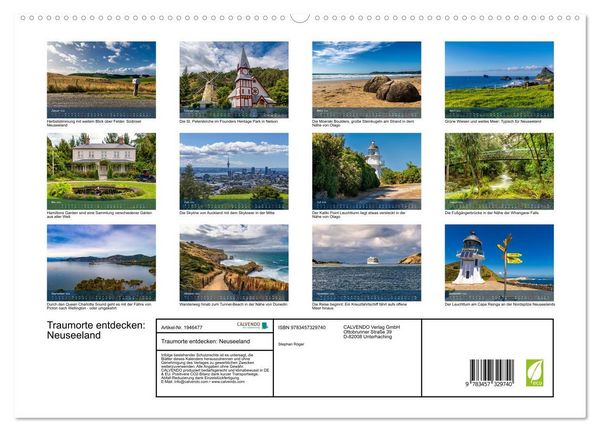 Produktbild: Traumorte entdecken: Neuseeland (hochwertiger Premium Wandkalender 2026 DIN A2 quer), Kunstdruck in Hochglanz