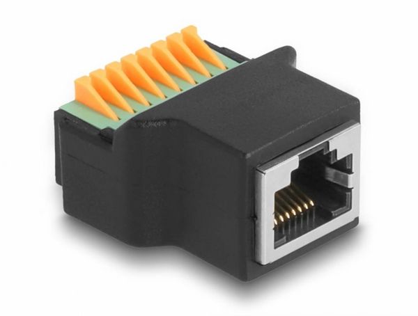 Produktbild: Delock RJ45 Netzwerk Adapter [1x RJ45-Buchse - 1x Buchse] Schwarz, Gr&uuml;n