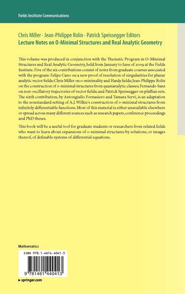Produktbild: Lecture Notes on O-Minimal Structures and Real Analytic Geometry