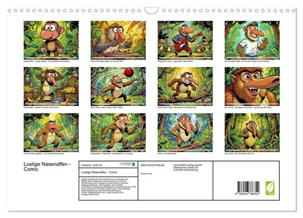 Produktbild: Lustige Nasenaffen - Comic (Wandkalender 2027 DIN A3 quer), CALVENDO Monatskalender