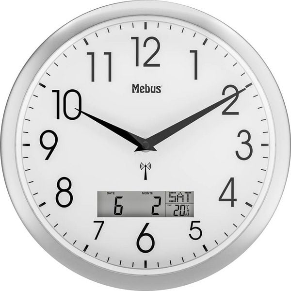 Produktbild: Mebus 19422 Funk Wanduhr 30cm x 30mm Silber