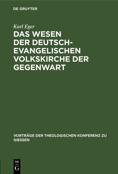 Produktbild: Das Wesen der deutsch-evangelischen Volkskirche der Gegenwart