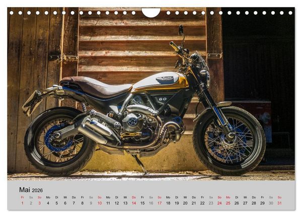 Produktbild: Scrambler Motorr&auml;der mit Stil (Wandkalender 2026 DIN A4 quer), CALVENDO Monatskalender