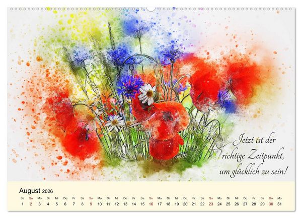 Produktbild: Aquarelle und Lebensweisheiten (Wandkalender 2026 DIN A2 quer), CALVENDO Monatskalender