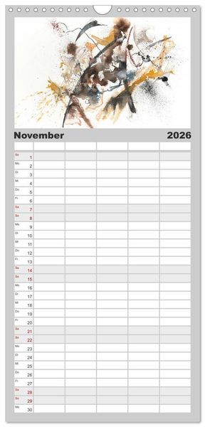 Produktbild: Familienplaner 2026 - Abstrakte Aquarelle mit 5 Spalten (Wandkalender, 21 x 45 cm) CALVENDO