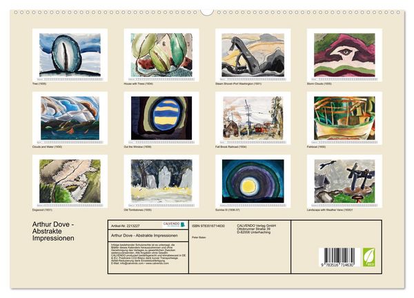 Produktbild: Arthur Dove - Abstrakte Impressionen (hochwertiger Premium Wandkalender 2026 DIN A2 quer), Kunstdruck in Hochglanz