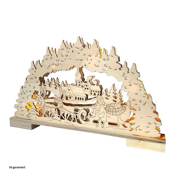 Produktbild: HTI-Living LED Holz Weihnachtsdeko mit Wintermotiv Batteriebetrieben