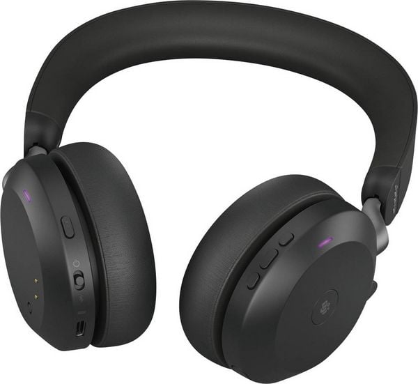 Produktbild: Jabra Evolve2 75 On Ear Headset kabelgebunden Schwarz Batterieladeanzeige, Mikrofon-Stummschaltung Telefon