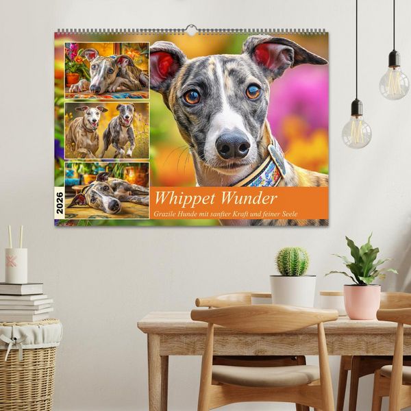 Produktbild: Whippet Wunder. Grazile Hunde mit sanfter Kraft und feiner Seele (Wandkalender 2026 DIN A2 quer), CALVENDO Monatskalender