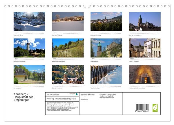 Produktbild: Annaberg - Hauptstadt des Erzgebirges (Wandkalender 2026 DIN A3 quer), CALVENDO Monatskalender