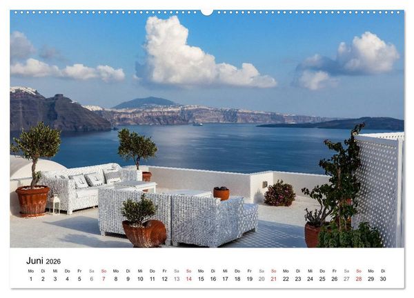 Produktbild: Santorini - Am Krater des Vulkans (Wandkalender 2026 DIN A2 quer), CALVENDO Monatskalender