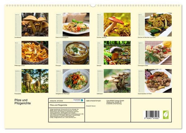 Produktbild: Pilze und Pilzgerichte (hochwertiger Premium Wandkalender 2026 DIN A2 quer), Kunstdruck in Hochglanz