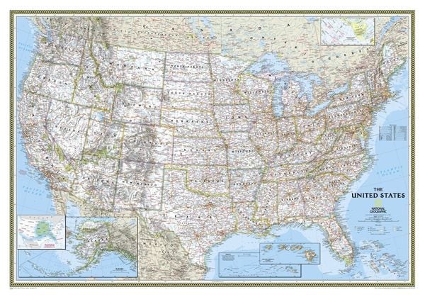 National Geographic United States Wall Map - Classic (43.5 X 30.5 In), Karte von National Geographic Maps, National geographic, 978-0-7922-9318-7
