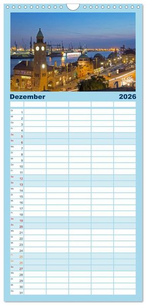 Produktbild: Familienplaner 2026 - Hamburg mit 5 Spalten (Wandkalender, 21 x 45 cm) CALVENDO