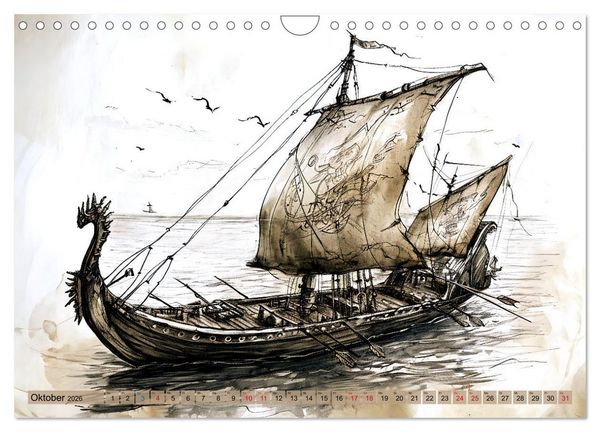Produktbild: G&ouml;tter der Wikinger - Skizzen zur Welt der Nordischen Mythologie (Wandkalender 2026 DIN A4 quer), CALVENDO Monatskalender