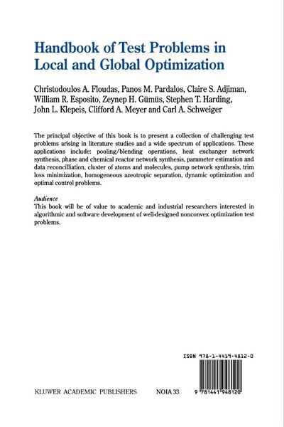 Produktbild: Handbook of Test Problems in Local and Global Optimization