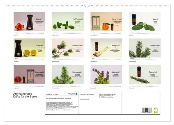 Produktbild: Aromatherapie - D&uuml;fte f&uuml;r die Seele (Wandkalender 2026 DIN A2 quer), CALVENDO Monatskalender