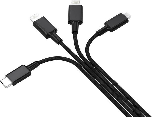 Produktbild: Smrter USB-Ladekabel USB-A Stecker, USB-C&reg; Stecker, Apple Lightning Stecker, Apple Lightning Stecker, USB-Micro-B Stecker 1.20m