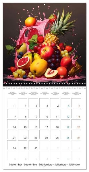 Produktbild: Splash fruit&eacute; (Calendrier mural carr&eacute; 2026 30x30 cm) Calendrier double avec une page pour vos prises de notes