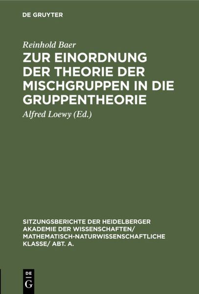 Produktbild: Zur Einordnung der Theorie der Mischgruppen in die Gruppentheorie