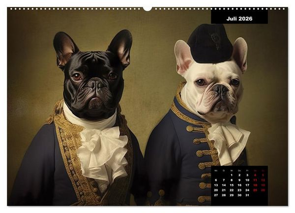 Produktbild: Franz&ouml;sische Bulldogge KI Digiart (hochwertiger Premium Wandkalender 2026 DIN A2 quer), Kunstdruck in Hochglanz