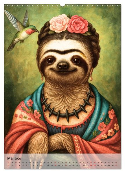 Produktbild: Sloth Art Originals ... eine faultierlangsame Reise durch die Kunstgeschichte (Wandkalender 2026 DIN A2 hoch), CALVENDO Monatskalender