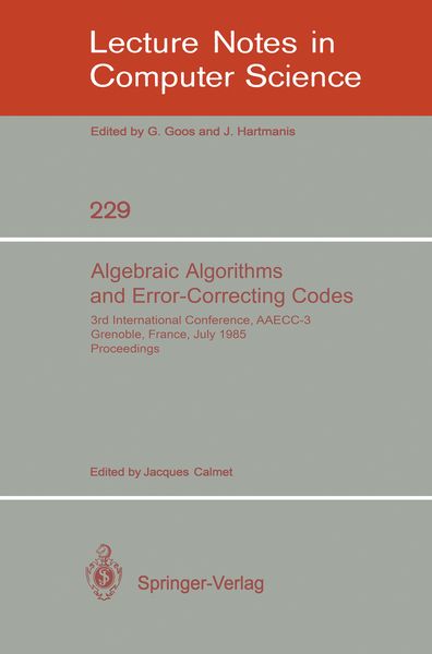 Produktbild: Algebraic Algorithms and Error-Correcting Codes
