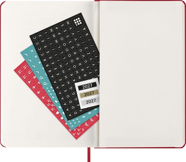 Produktbild: Moleskine 12 Monate Wochen Notizkalender 2027, Large/A5, 1 Wo = 1 Seite, rechts linierte Seite, Fester Einband, Scharlachrot