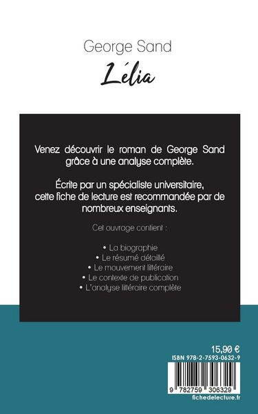 Produktbild: L&eacute;lia de George Sand (fiche de lecture et analyse compl&egrave;te de l'oeuvre)
