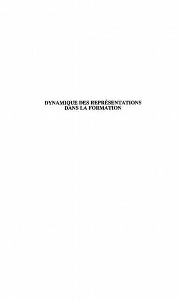 Produktbild: Dynamique des representations dans la formation