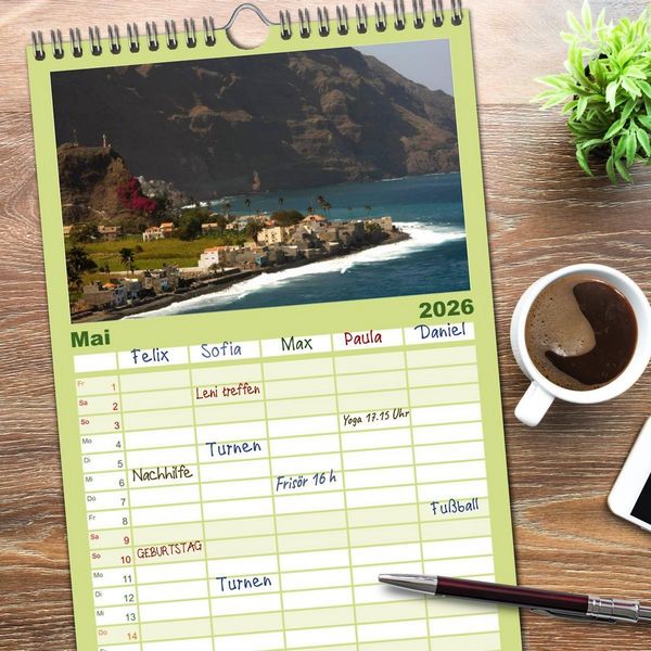 Produktbild: Familienplaner 2026 - Kap Verde mit 5 Spalten (Wandkalender, 21 x 45 cm) CALVENDO