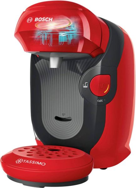 Bosch Haushalt Style TAS1103 Kapselmaschine Rot One Touch, Höhenverstellbarer Kaffeeauslauf