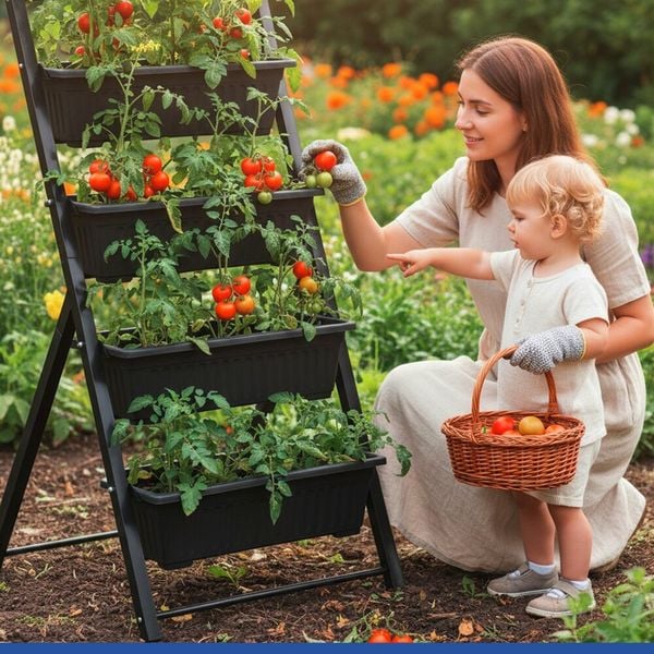 Produktbild: Vertikales Hochbeet, 4 Etagen, f&uuml;r Balkon, Terrasse oder Wintergarten