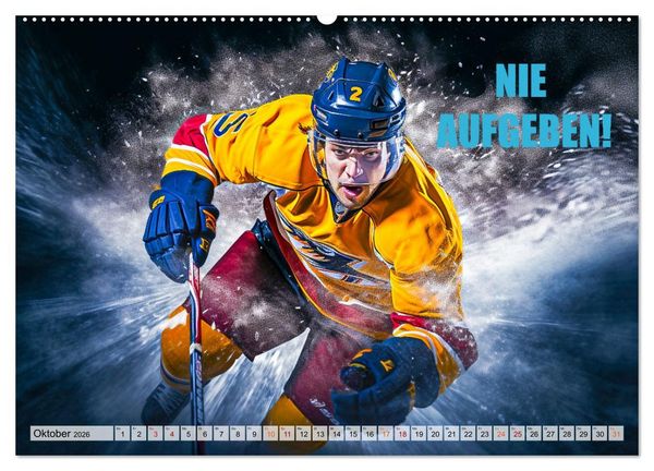 Produktbild: Eishockey und positive Gedanken (Wandkalender 2026 DIN A2 quer), CALVENDO Monatskalender