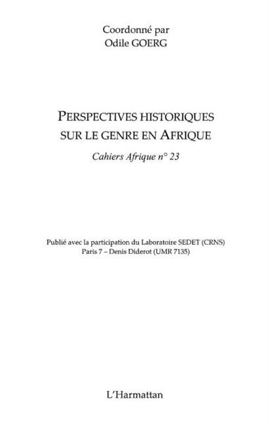 Produktbild: Perspectives historiques sur le genre en Afrique