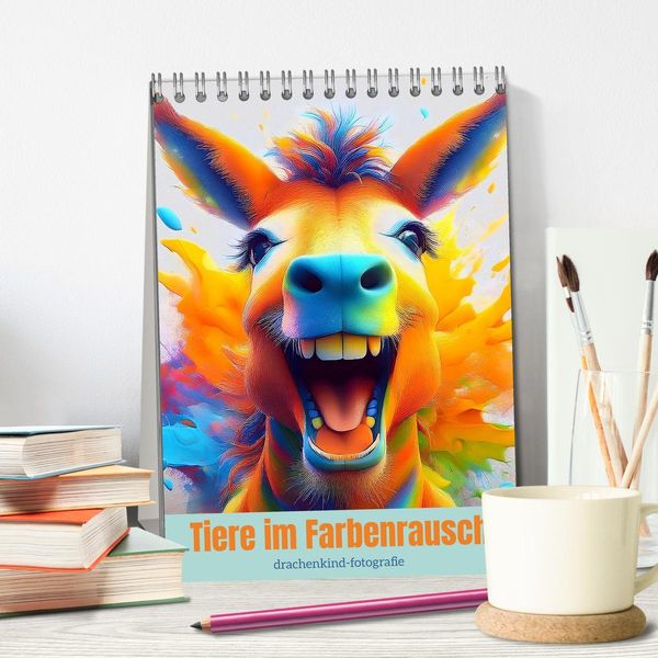 Produktbild: Tiere im Farbenrausch (Tischkalender 2026 DIN A5 hoch), CALVENDO Monatskalender