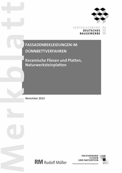 Produktbild: Merkblatt Fassadenbekleidungen im D&uuml;nnbettverfahren (PDF) 2022-11