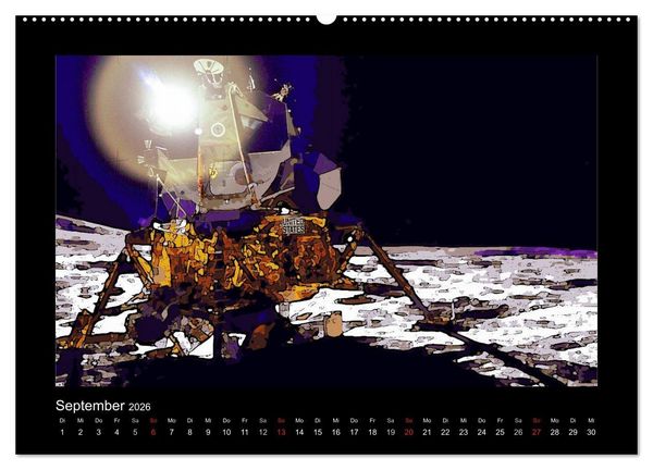 Produktbild: Landing On The Moon Like A Cartoon (hochwertiger Premium Wandkalender 2026 DIN A2 quer), Kunstdruck in Hochglanz