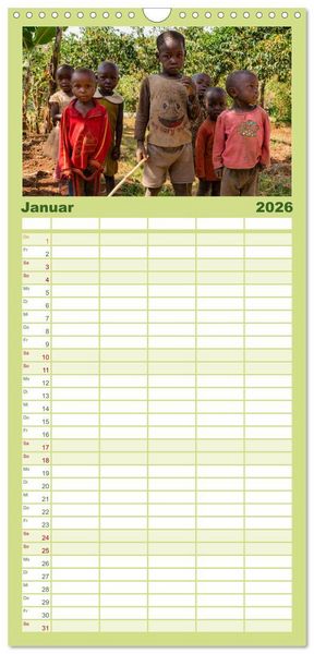 Produktbild: Familienplaner 2026 - Uganda - ein Land der Vielfalt mit 5 Spalten (Wandkalender, 21 x 45 cm) CALVENDO