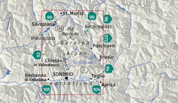 Produktbild: KOMPASS Wanderkarte 93 Bernina, Valmalenco, Sondrio 1:50.000