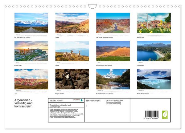 Produktbild: Argentinien - vielseitig und kontrastreich (Wandkalender 2026 DIN A3 quer), CALVENDO Monatskalender