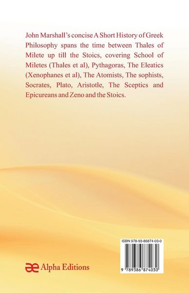 Produktbild: A Short History of Greek Philosophy
