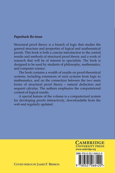 Produktbild: Structural Proof Theory
