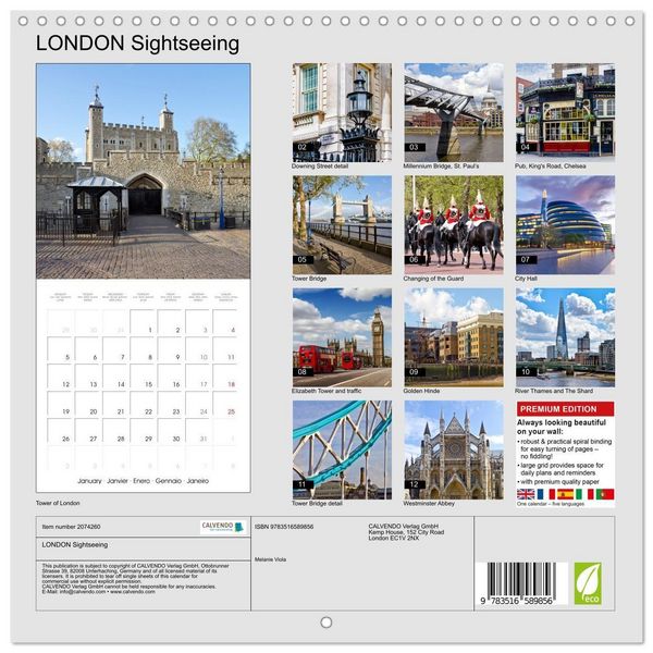 Produktbild: LONDON Sightseeing (Wall Calendar 2026 12 &times; 12 Inch) CALVENDO 12 Month Wall Calendar